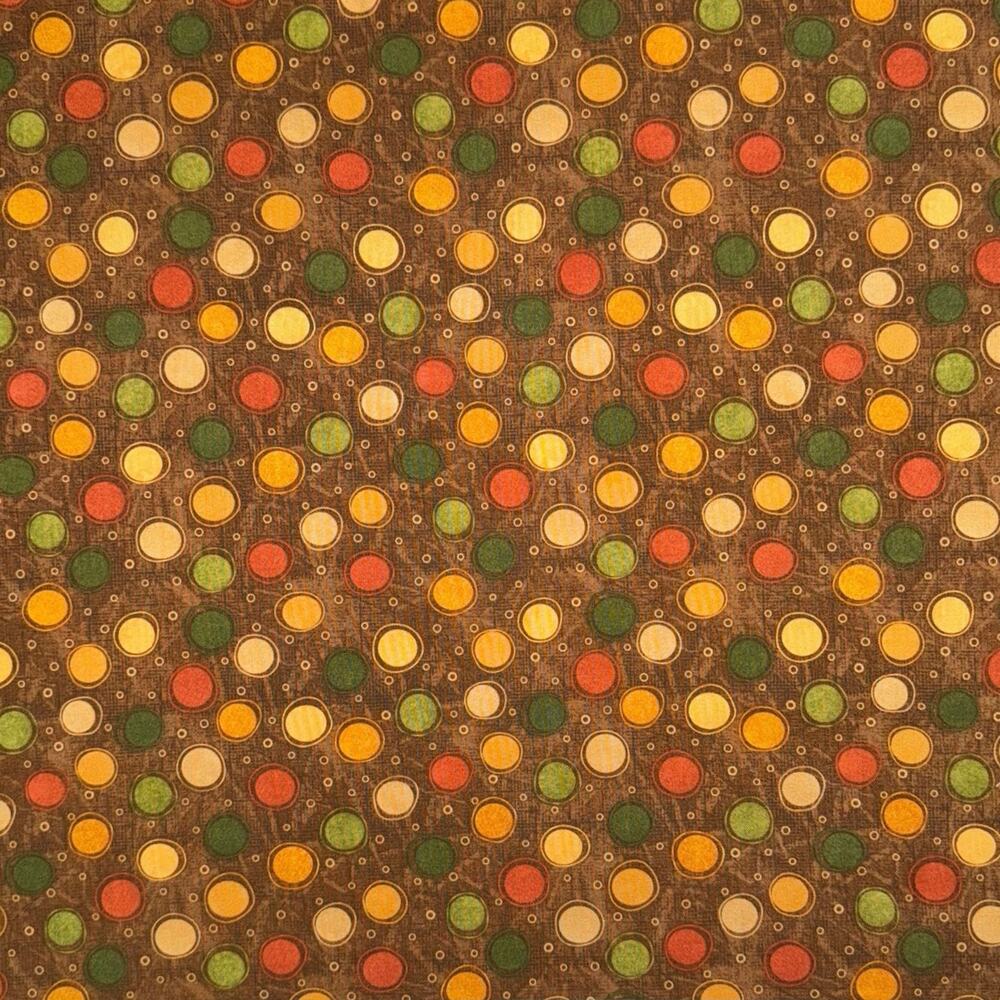 Vintage Geometric Bubble Circle Dot in Brown by Debbie Munn for Joann - 1/2 Yard
